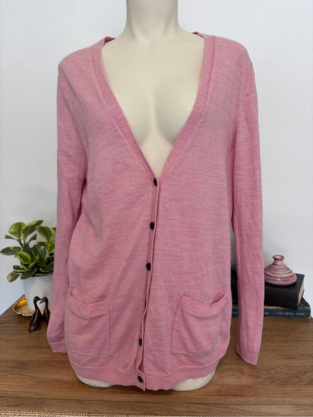 Gap Pink Italian Merino Wool Button Cardigan XL